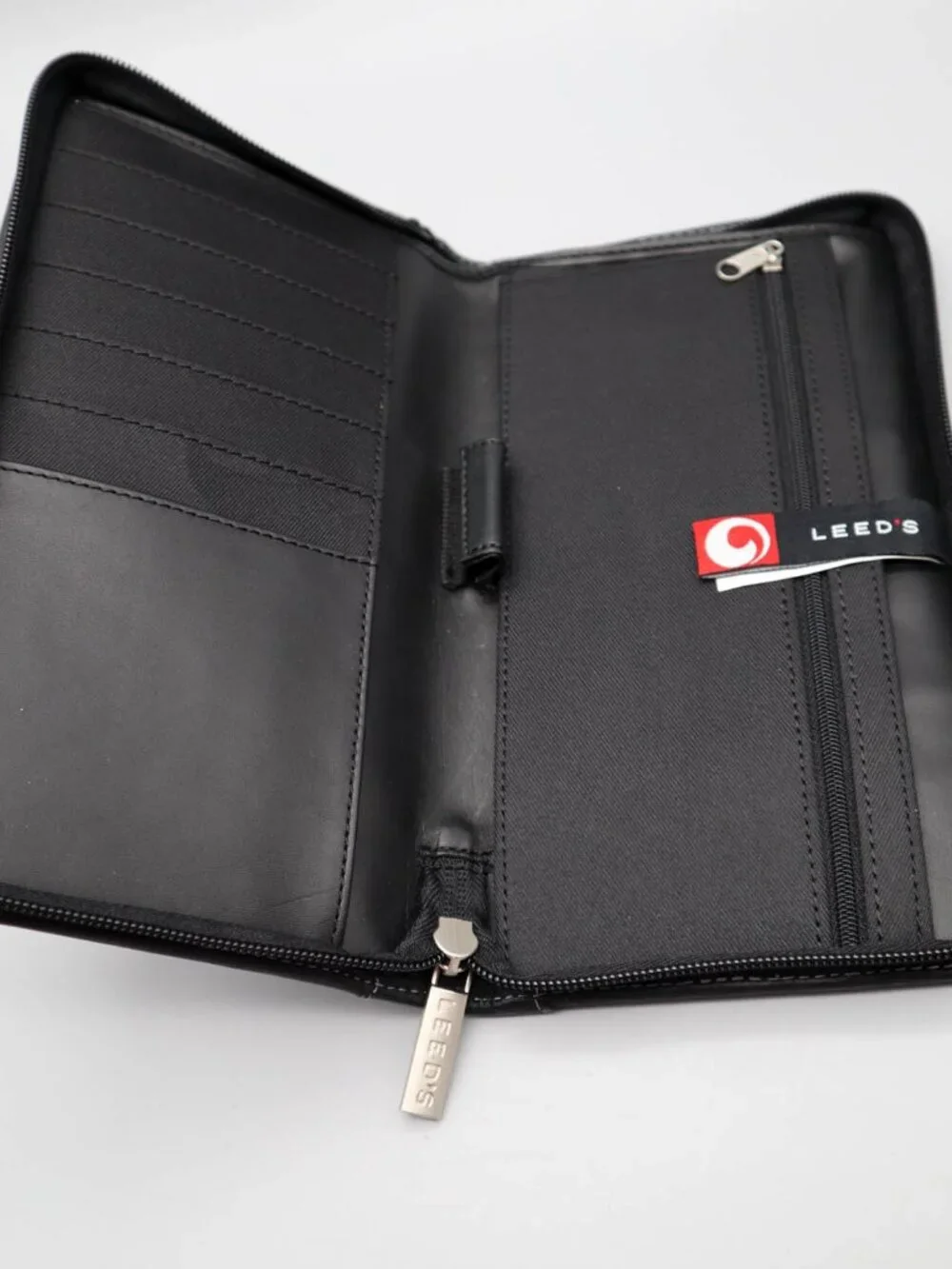 Leed's Black Leather Personal Ogranizer Folio Travel Wallet Planet Fitness Logo